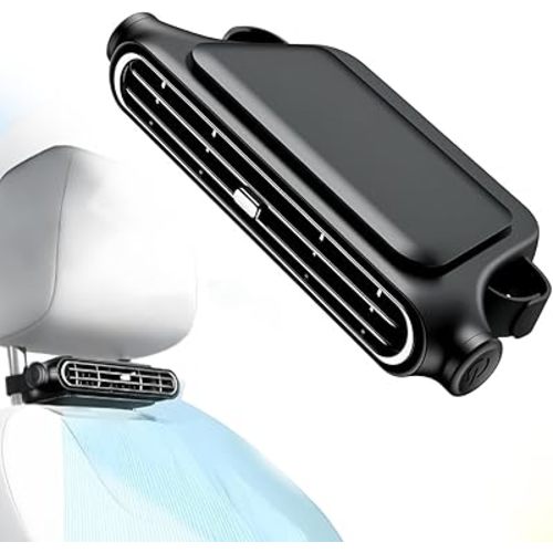Car Fan for Driver and Passenger's Seat, Car Seat Fans for Backseat Kids Baby Rear Facing, Portable Usb Headrest Cooling Fan for Vehicle Jeep Van RV Truck (Black (battery power))