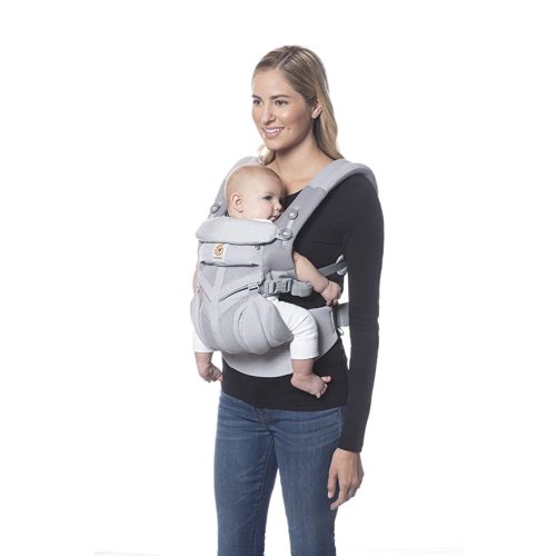 Ergobaby Omni 360 All-Position Baby Carrier for Newborn to Toddler with Lumbar Support & Cool Air Mesh (7-45 Lb), Grey Pink Dots