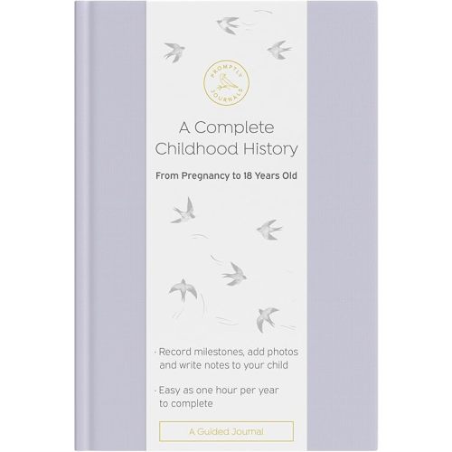 Promptly Journals, A Complete Childhood History: From Pregnancy to 18 Years Old (Lavender Purple, Linen) | Baby Book and Pregnancy Journal | Baby Memory Book