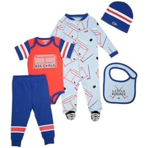 Gertex 5-Piece Layette Sport Set Gift Bundle for Babies & Infants | Baseball, Basketball, Hockey, Soccer, Football