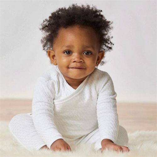 2-Piece Organic Cotton Matelassé Side-Snap Top and Pant Set Bright White 3-6m