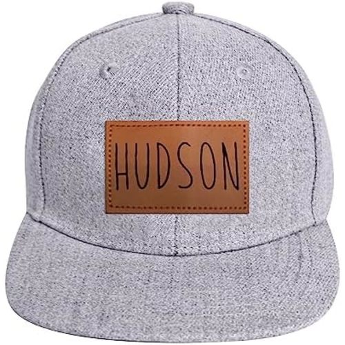 Personalized Infant Baseball Hat Cap: Custom Name Leather Patch Sun Hats - Adjustable Snapback Caps for Toddler Boys Girls