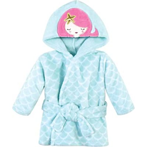 Hudson Baby Unisex Baby Plush Animal Face Bathrobe, Mermaid, 0-9 Months