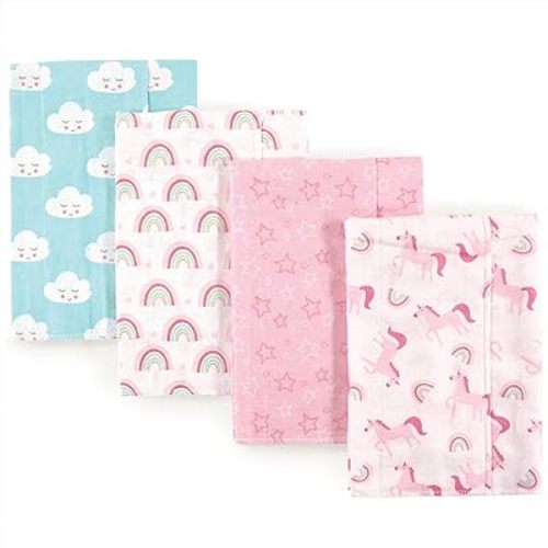 Luvable Friends Unisex Baby Cotton Flannel Burp Cloths, Rainbow, One Size