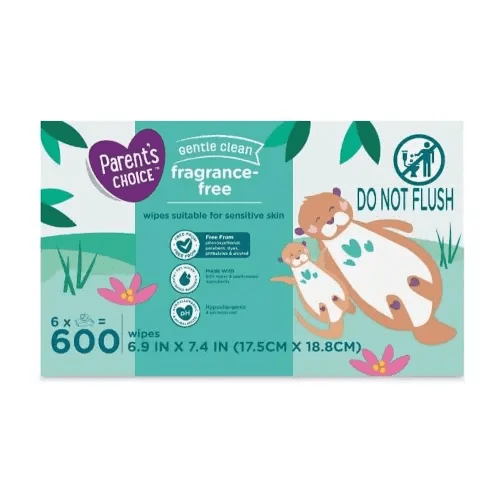 Parent's Choice Fragrance Free Baby Wipes, 600 ~ White ~ 1 Pack