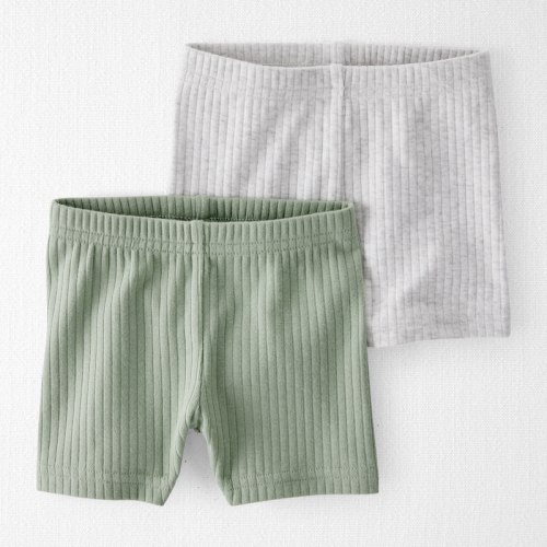 Green, Heather Grey Baby 2-Pack Organic Cotton Ribbed Pedal Shorts | Carter’s Oshkosh Canada