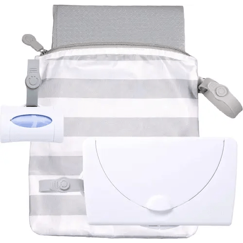 Ubbi On-The-Go Gift Set, Baby Essentials, Includes Portable Changing Pad, Wipe Dispenser, and Bag Dispenser, Newborn Baby Essential