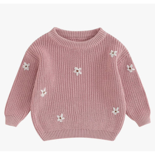 Mubineo Baby Girl Winter Clothes Cute Flower Sweater Crewneck Pullover Long Sleeve Knit Newborn Infant Sweaters