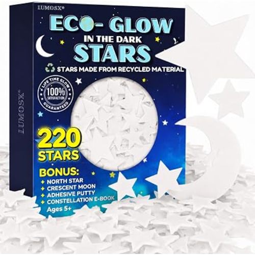 Glow in the Dark Stars for Ceiling, 220 Pcs with Moon and North Star