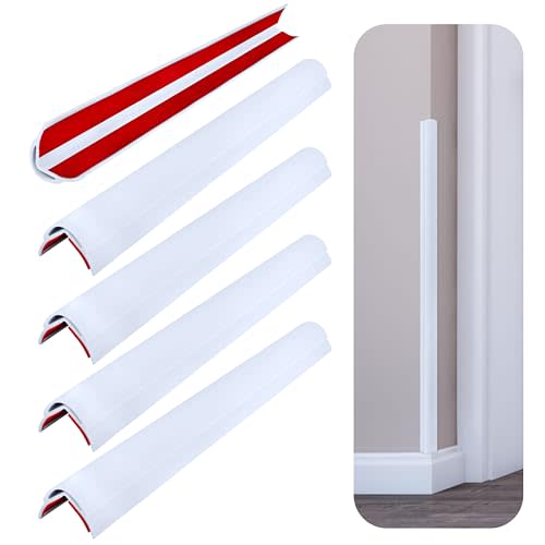 Rubber Bond Wall Corner Guard Edge Protector, 48 inch Heavy Duty Baby Proofing Corner Guards | Self-Adhesive Furniture Edge Strips for Home & Office (5, White)