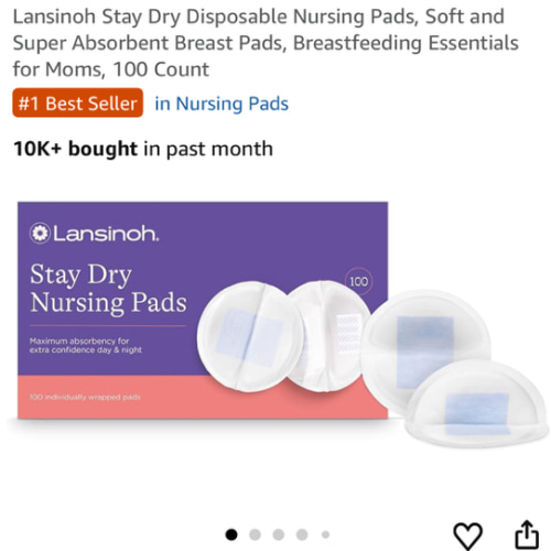 Lansinoh Stay Dry Disposable Nursing Pads, Soft and Super Absorbent Breast Pads, Breastfeeding Essentials for Moms, 100 Count