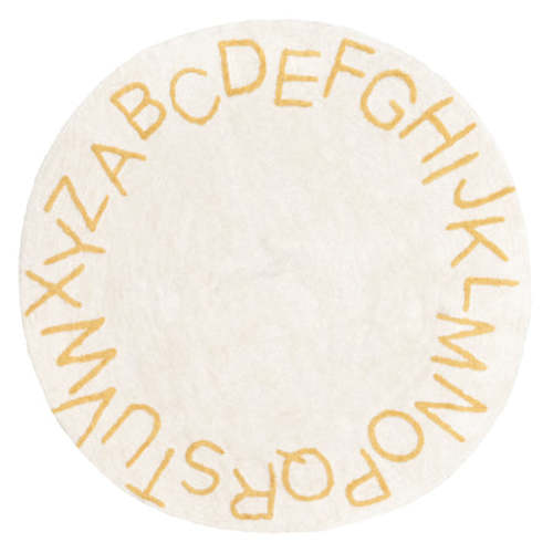 Alphabet Nursery Washable Rug | Light Yellow 6'