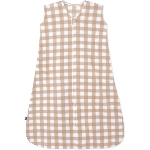 HALO Sleepsack, Micro-Fleece Wearable Blanket, Swaddle Transition Sleeping Bag, TOG 1.0, Gingham Tan, X-Large, 18-24 Months