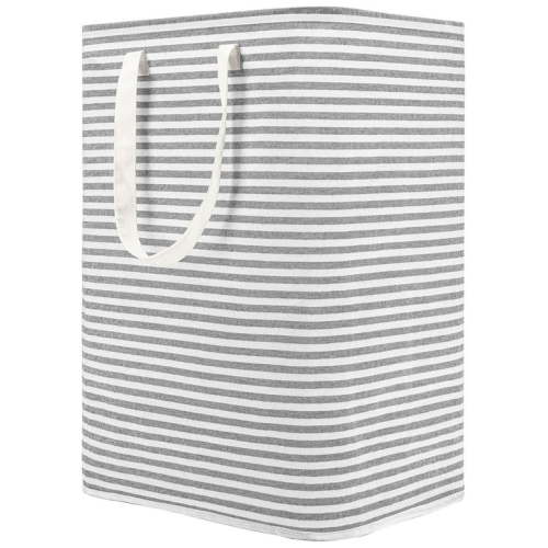 DOKEHOM 80L Freestanding Laundry Hamper with Handle, Collapsible Large Cotton Storage Basket for Clothes (Grey)