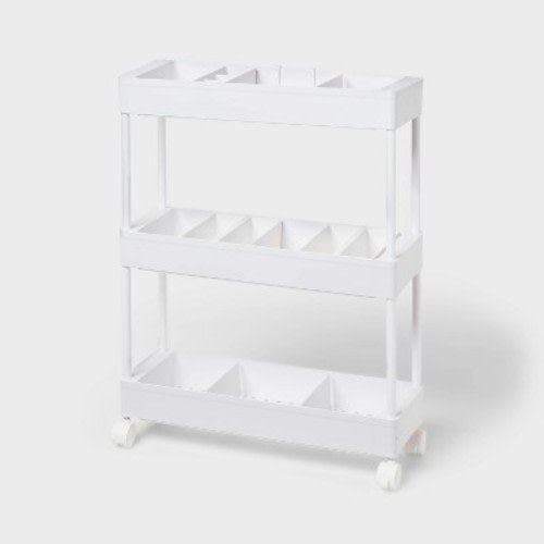Narrow Rolling Cart with Accessories White - Brightroom™