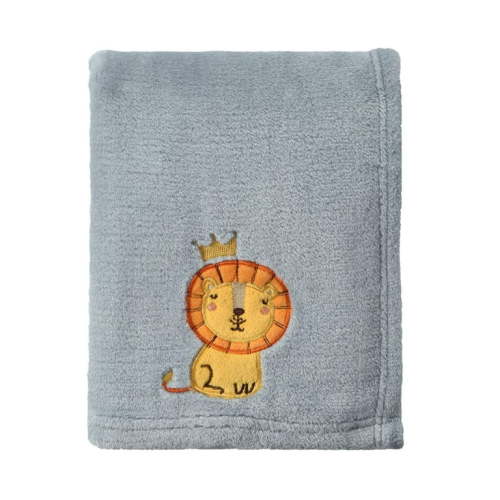 CREVENT 30''X40'' Small Fluffy Warm Toddler Baby Blanket for Boy Infant Toddler Crib Cot Stroller - Grey Lion