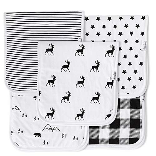 KiddyStar 5-Pack Burp Cloths Organic Cotton, Soft, Large & Absorbent 3-Layer Towels for Newborns Essential for Feeding & Spit-Up