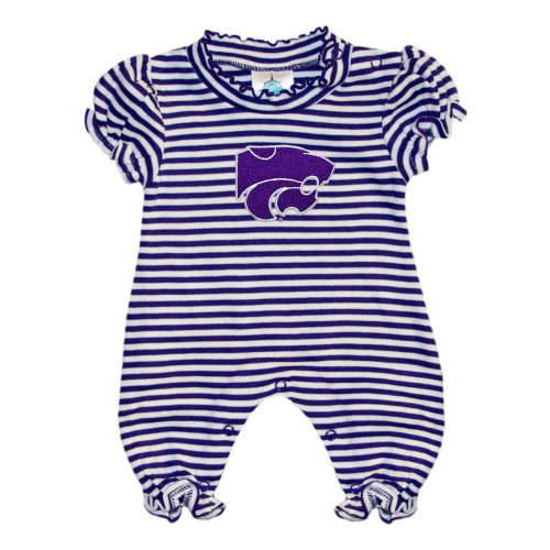 K-State Wildcats Baby Purple Stripe Puff Sleeve Short Sleeve One Piece