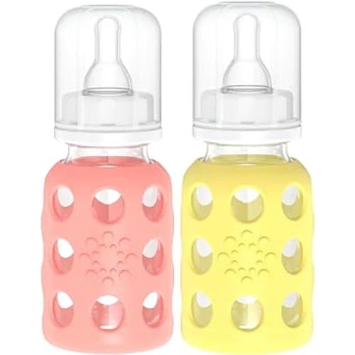 Lifefactory 4oz Glass Baby Bottle 2pk - Banana/Cantaloupe