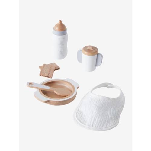 Set of Wooden Mealtime Accessories for Dolls - FSC® Certified - wood/white, Toys