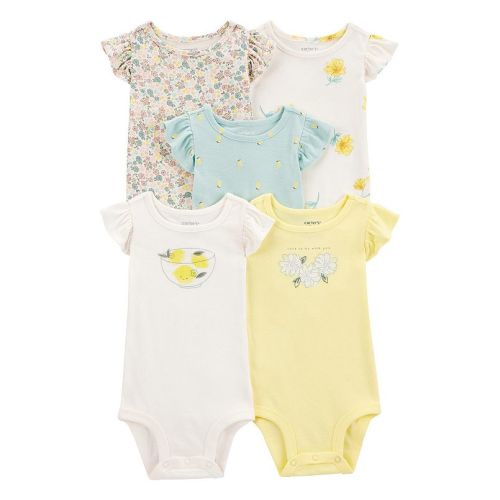 Baby Girl Carter's 5-Pack Short Sleeve Lemon and Floral Bodysuits 18 months