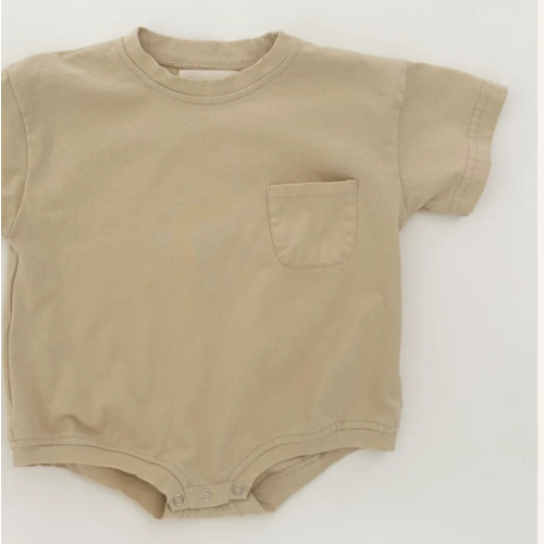 Cory Pocket Romper in Beige | Babies and Toddlers | WinnieandCrew.com – Winnie + Crew