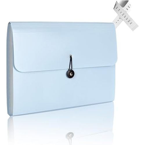 Expanding File Folder File Organizer 13 Pockets File Organizer Accordion Filing Folder Expandable File Folder for Documents Aesthetic Paper Organizer Folder for Work, School, Home, Office, Light Blue