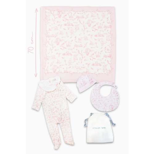 4-Piece Newborn Set - Toile de Jouy / Pink