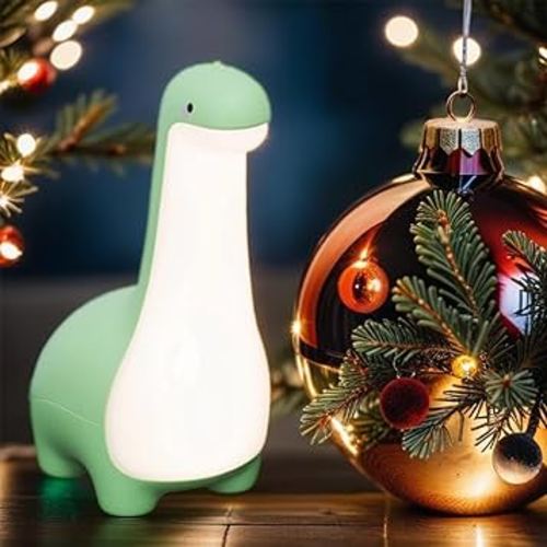 Cute Dinosaur Night Light, Brightness Adjustable Baby Bedside Night Lamp USB Recharging, Nursery Room Decor Kids Toddlers Night Light, Dinosaur Gifts for Birthday, Christmas, Green