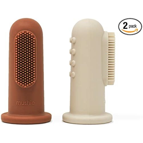 mushie Baby Finger Toothbrush (Clay/Shifting Sand) 2-Pack