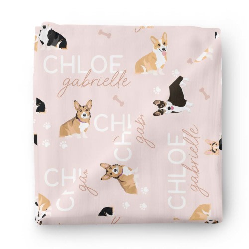 Personalized Baby Name Swaddle Blanket | Corgi