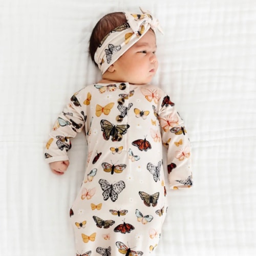 Amelia Newborn Take Home Outfit Bundle (Gown, Headband, Mittens & Blanket)