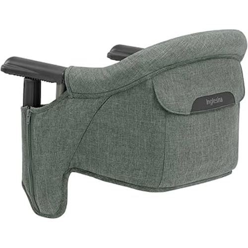 Inglesina Fast Table Chair, Pine Green Melange - Portable Baby High Chair - for Babies & Toddlers up to 37 lbs - Fits Tables 0.8'' to 3.5'' Thick - Compact & Easy to Use - Travel Bag Included