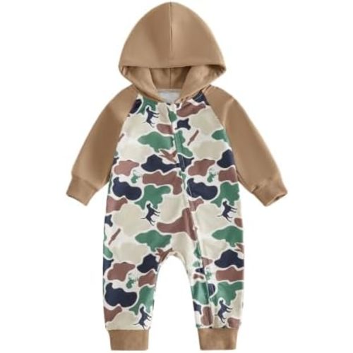 BemeyourBBs Newborn Baby Boy Clothes Color Block Hooded Romper Outfits