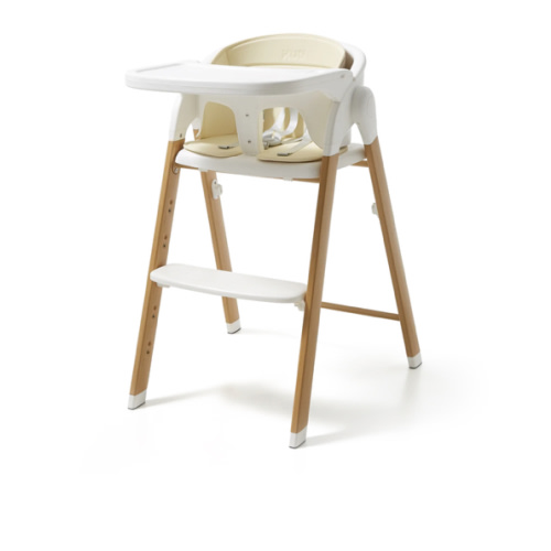 KUB Baby - High Chair for Babies and Toddlers Adjustable Foldable Convertible 5 Point Harness Easy Clean Wood-Printed Metal with Removable Tray Baby Highchair for Family (White&Natural Wood-Printed Metal)