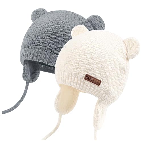 Duoyeree Kids Baby Hat Soft Warm Cable Knit Beanie Toddler Girl Fall Winter Hats