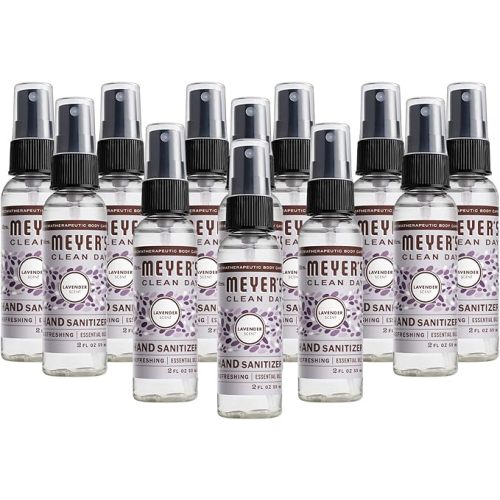 MRS. MEYER'S CLEAN DAY Antibacterial Hand Sanitizer Spray, Travel Size, Lavender, 2 oz (Pack of 12)