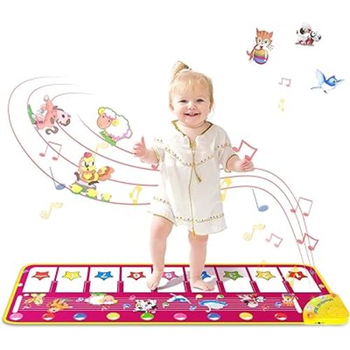 M SANMERSEN Piano Mat - Musical Keyboard Floor Playmat 39.5" Electronic Music Animal Touch Play Blanket Funny Xmas Gift Toy for 1 2 3 Year Old