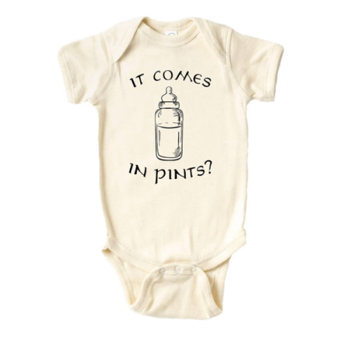 It Comes In Pints Onesie® - 100% Cotton -Cream Color (6 Month, Cream)