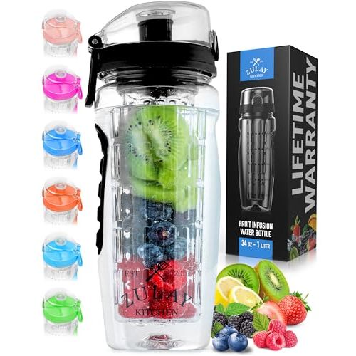 Zulay Fruit Infuser Water Bottle - 34oz - Leakproof With Full-Length Infusion Rod - Men Women's Ideal Fitness Gift Or For Gym, Camping