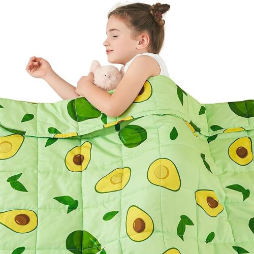 yescool Weighted Blanket Kids 5 Pounds (36"x48", 5lbs) Childrens Cooling Weighted Lap Blanket, Toddler Heavy Blanket for Sleeping, Weighted Throw Blanket Perfect for 40-60lbs - Avocado-green - 36x48-5lbs