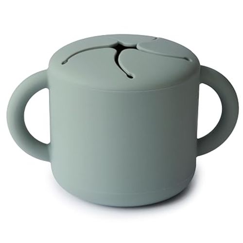 mushie Silicone Snack Cup | Spill Proof Food Container for Toddler and Baby (Cambridge Blue)