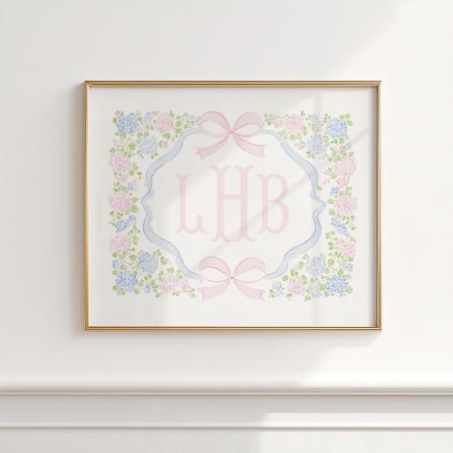 Custom Baby Crest Nursery Art, Personalized Pink Blue Baby Shower Decor, Baby Name Print, Grandmillennial Nursery Wall Art, Gift for Newborn