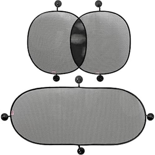 Nuby Universal Fit Pop Open Car Window Shade Set- Black, 3 Pack
