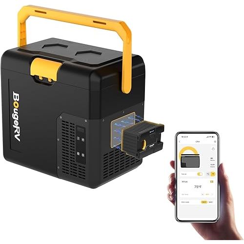 BougeRV Bundle-2 Items: 173Wh Detachable Battery and CRH 19 Quart Car Fridge, 18L Car Fridge(-4℉~68℉) and Power Station for Outdoor Camping Overlanding Truck RV SUV Van