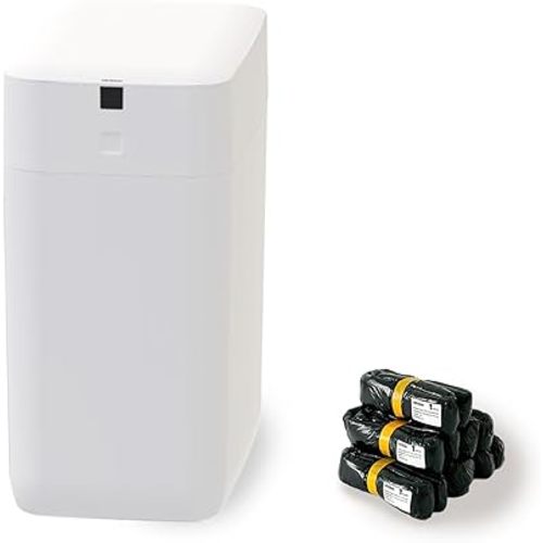 Automatic Trash Can, 3 Gallon Self Sealing and Self-Changing Smart Trash Can, Motion Sensor, Touchless Garbage can with lid for Kitchen Bathroom Bedroom Office, 6 Refill Rings(C3, White)