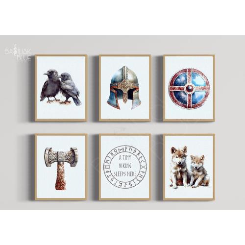 Viking Nursery Art - Norse Mythology Wall Art - Medieval Fantasy Nursery - Rustic Nursery Decor - Digital Download - Printable