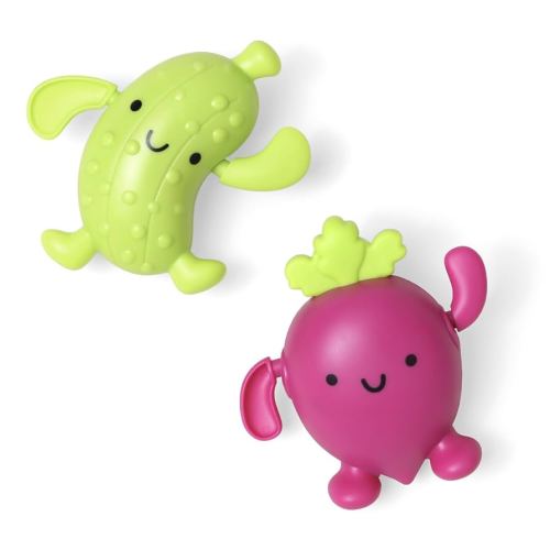 Itzy Ritzy Wind-Up Swimming Bath Toys – Set of 2 Wind-Up Floating Bath Toys - Water Playtime Set for Tub or Pool, Designed for Ages 6 Months and Up (Pickle & Beet)