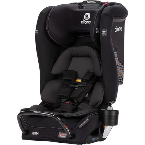 Diono Radian 3RXT SafePlus, 4-in-1 Convertible Car Seat, Rear and Forward Facing, SafePlus Engineering, 3 Stage Infant Protection, 10 Years 1 Car Seat, Slim Fit 3 Across, Black Jet