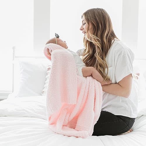 SARANONI Bamboni Luxury Baby Blanket (Light Pink, Receiving Blanket 30" x 40")